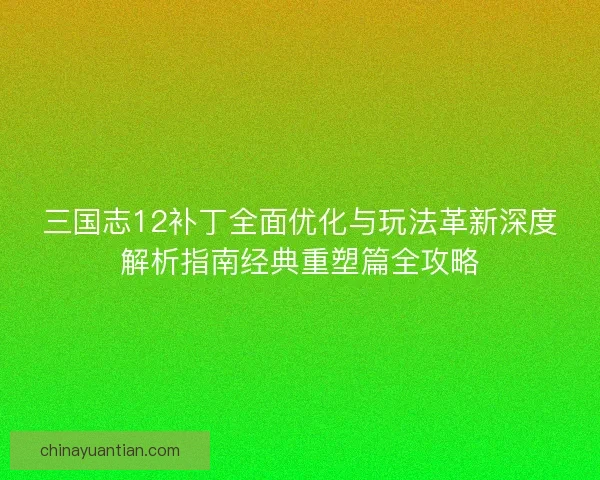 三国志12补丁全面优化与玩法革新深度解析指南经典重塑篇全攻略